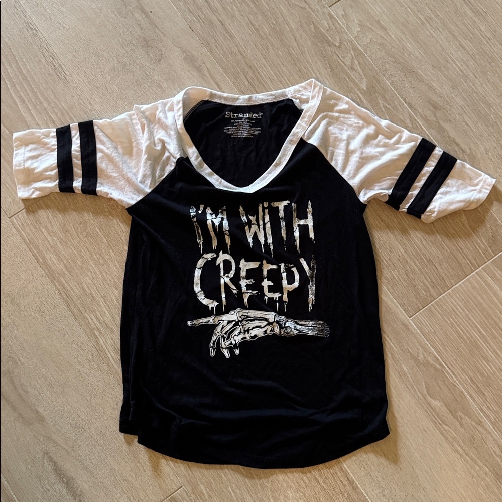 Black and White Halloween shirt “ I’m with Creepy”